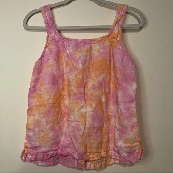 100% Linen Summer Tie Dye Square Neckline Tank Top - Picture 6 of 7
